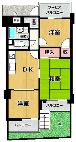 神戸市東灘区青木 中古マンション間取画像