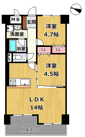 神戸市東灘区甲南町 中古マンション間取画像