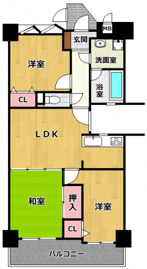 芦屋市朝日ケ丘町 中古マンション間取画像